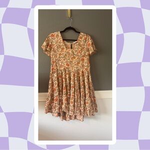 Floral Women’s Dress - Orange and Cream